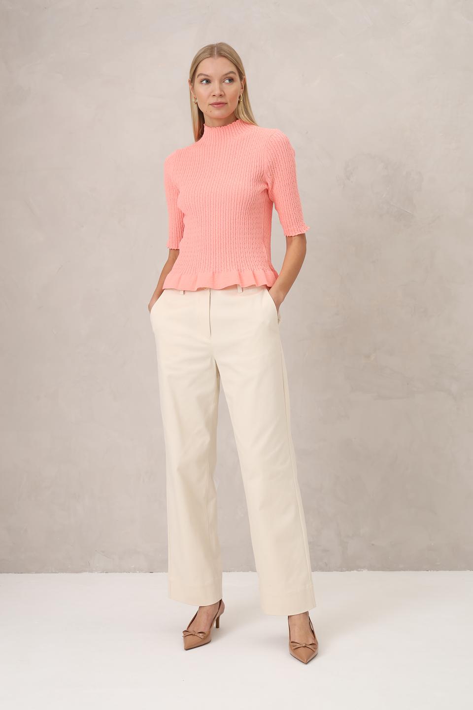 Пуловер Gerry Weber кораллового цвета с оборкой