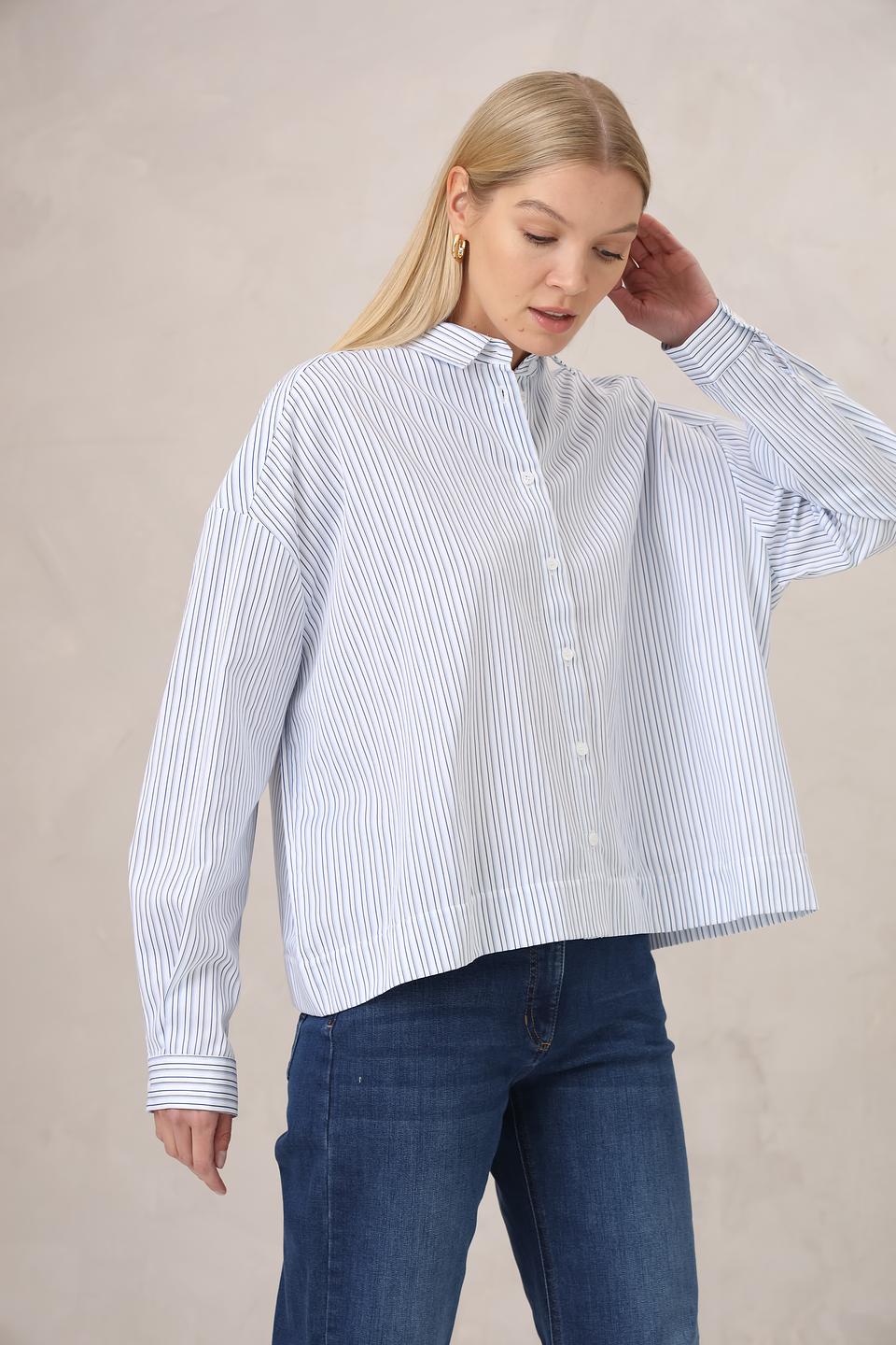 Рубашка Margittes в полоску голубую