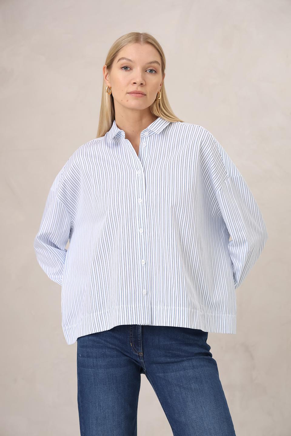 Рубашка Margittes в полоску голубую