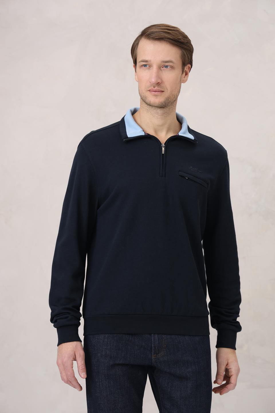 Джемпер Monte Carlo с молнией темно-синий