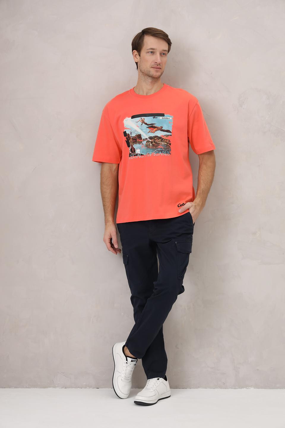 Футболка Carlo Colucci с принтом оранжевая