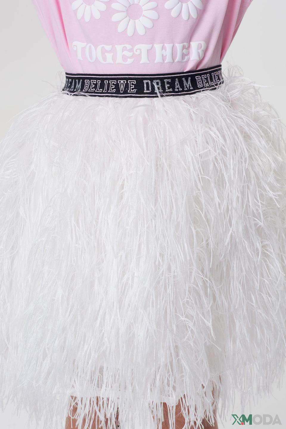 Юбка Choupette дев. с перьями белый