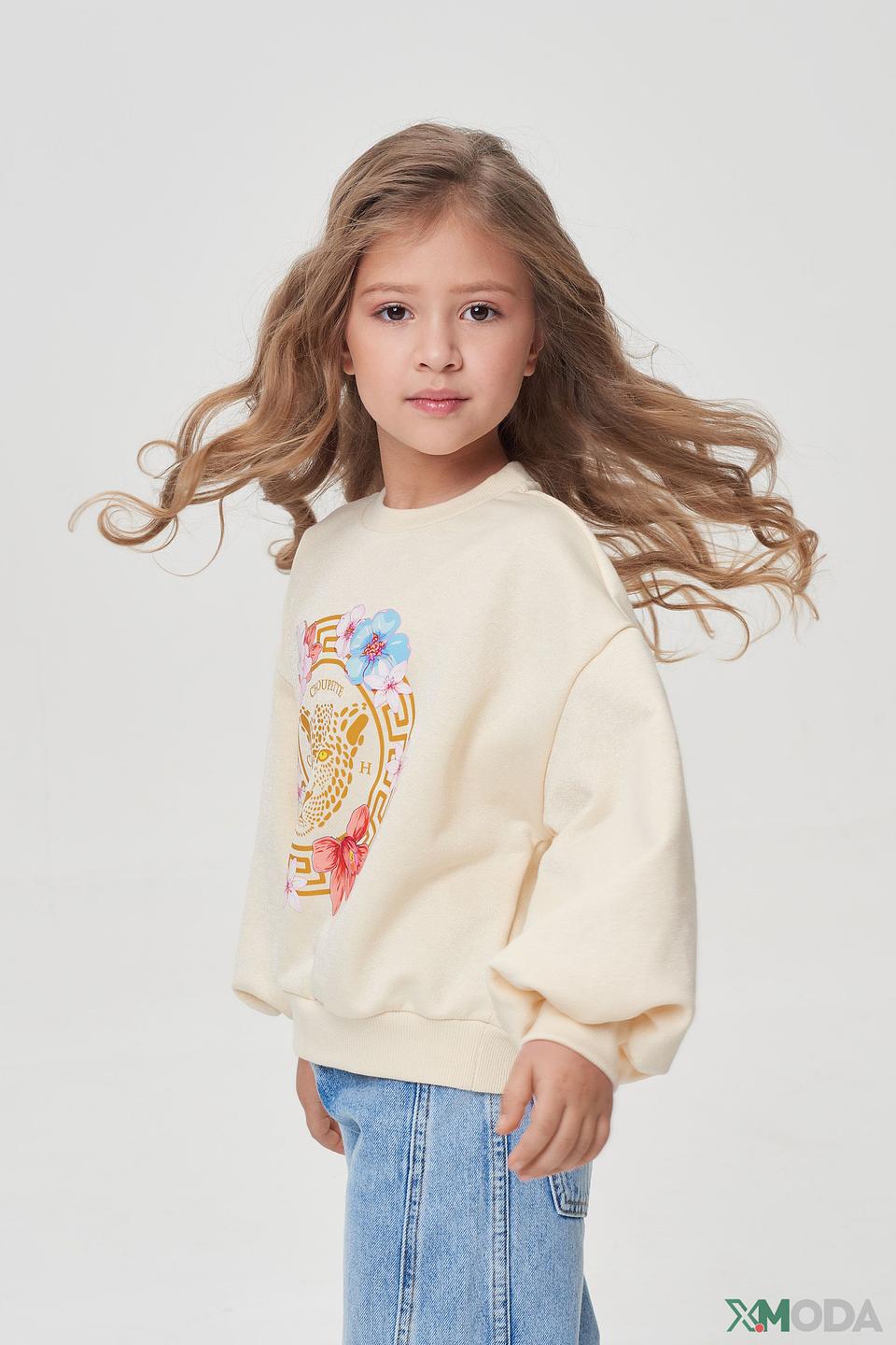 Джемпер Choupette молочный с цветочным принтом и леопардом