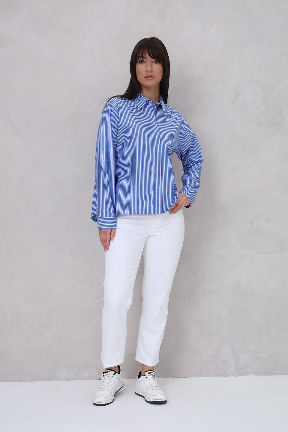 Рубашка Cinque в полоску голубую