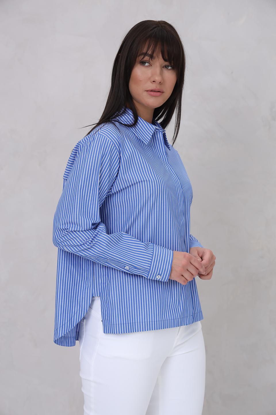 Рубашка Cinque в полоску голубую