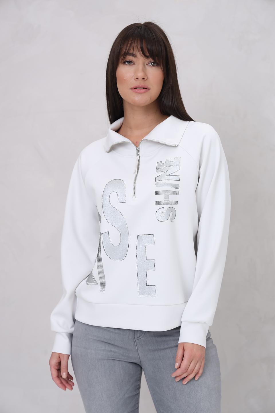 Пуловер Monari с блестками белый