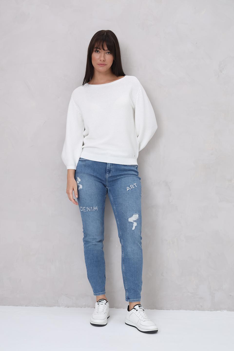 Пуловер Monari белый с рукавом 3/4