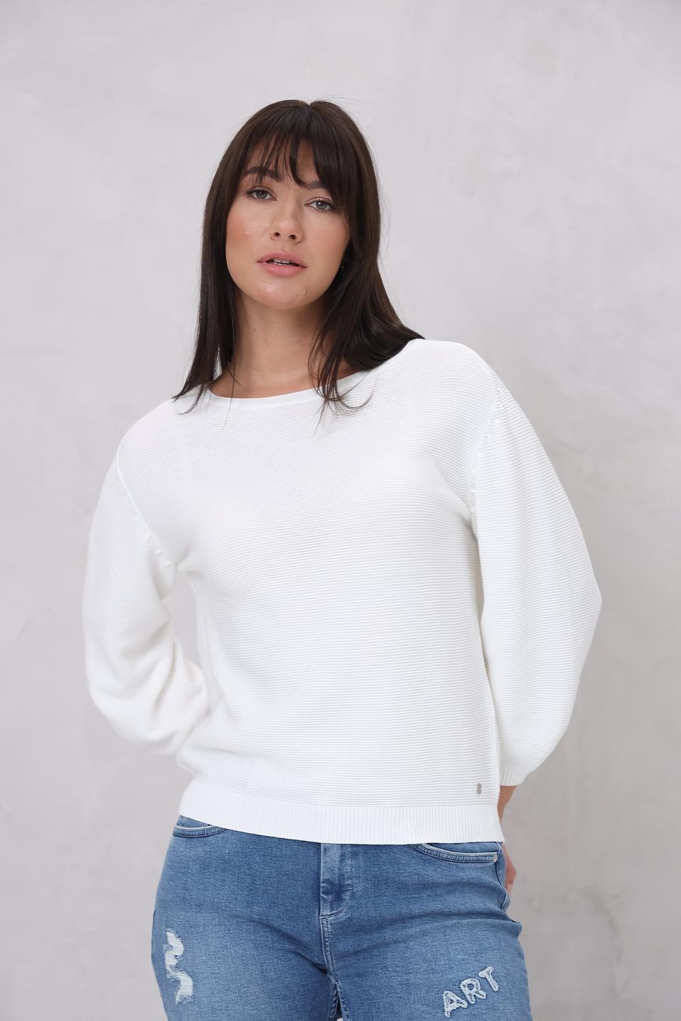 Пуловер Monari белый с рукавом 3/4