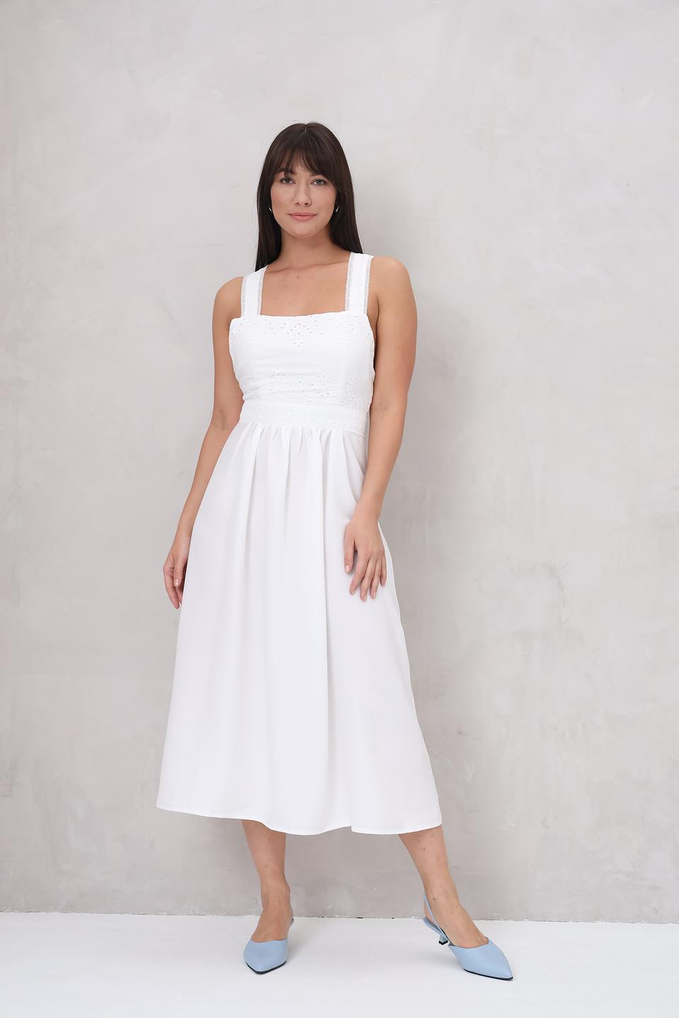 Платье Beatris на бретелях белое