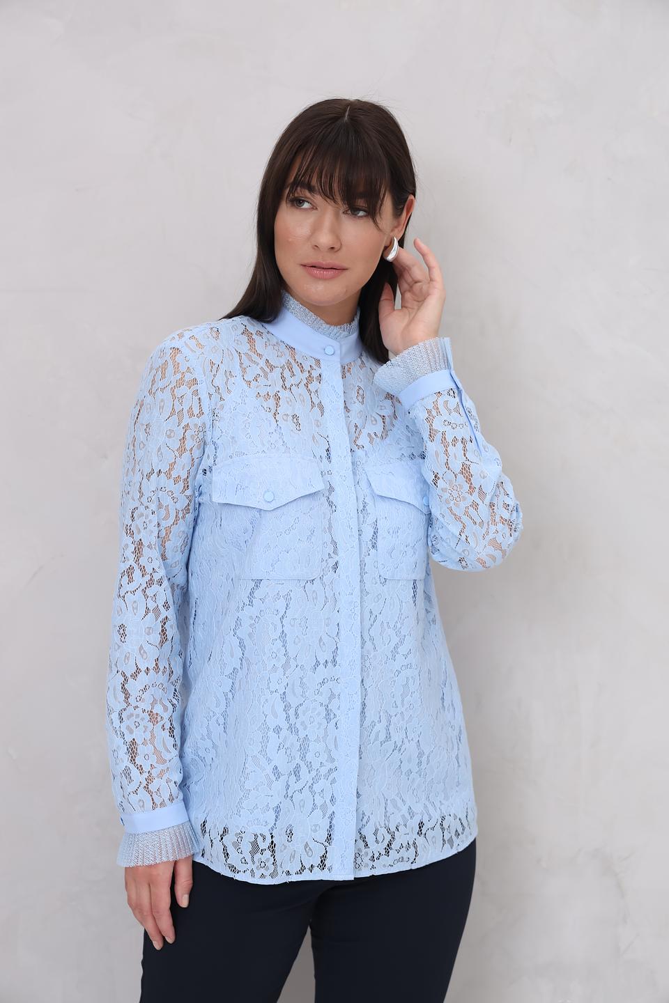 Блуза Marc Aurel кружево голубой