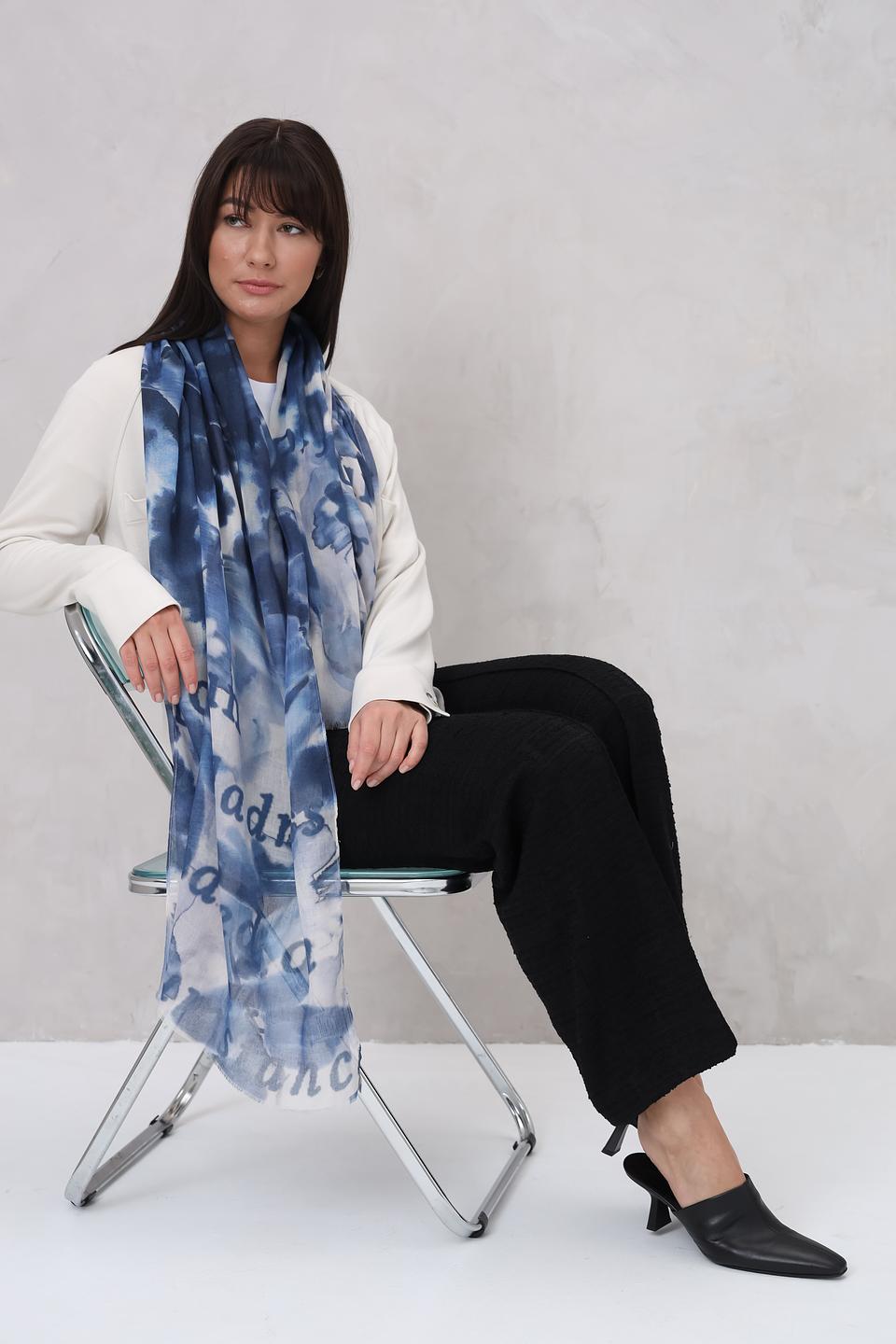 Шарф Lecomte с эффектом tie-dye синий