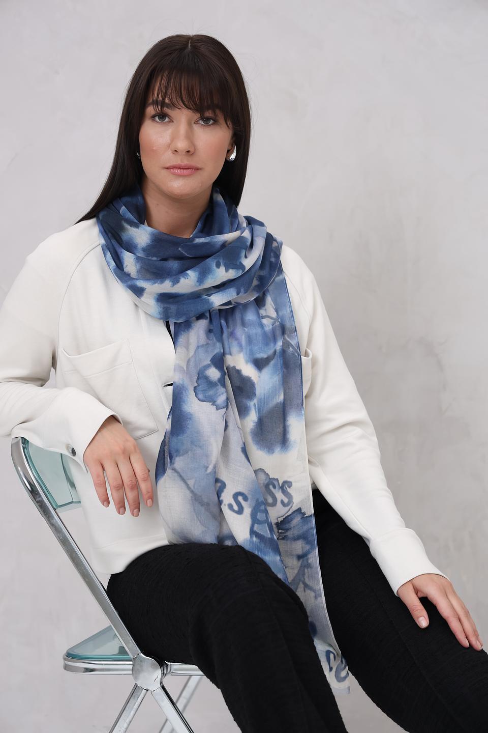 Шарф Lecomte с эффектом tie-dye синий