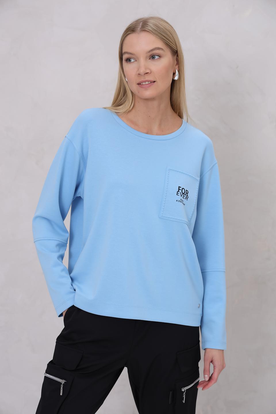 Пуловер Monari голубой с карманом