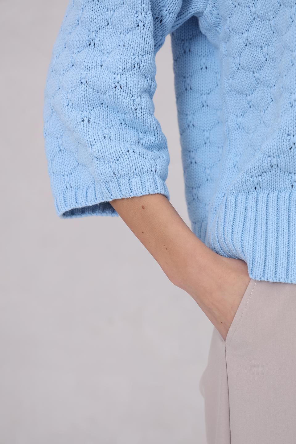 Пуловер Monari голубой с ажуром