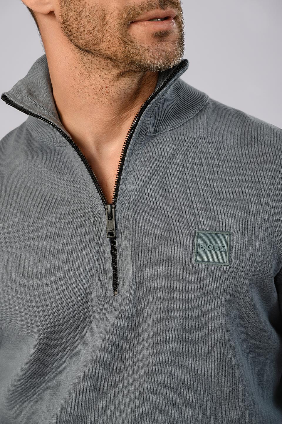 Пуловер Boss Orange с молнией серый