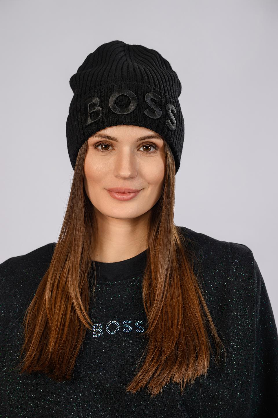 Шапка Boss Black с логотипом чёрная