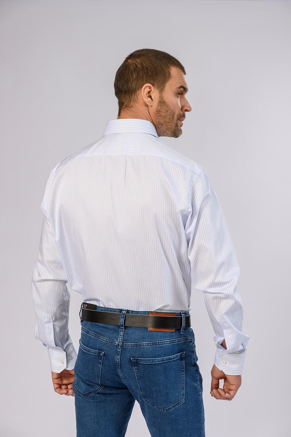 Рубашка Boss Black в полоску голубую