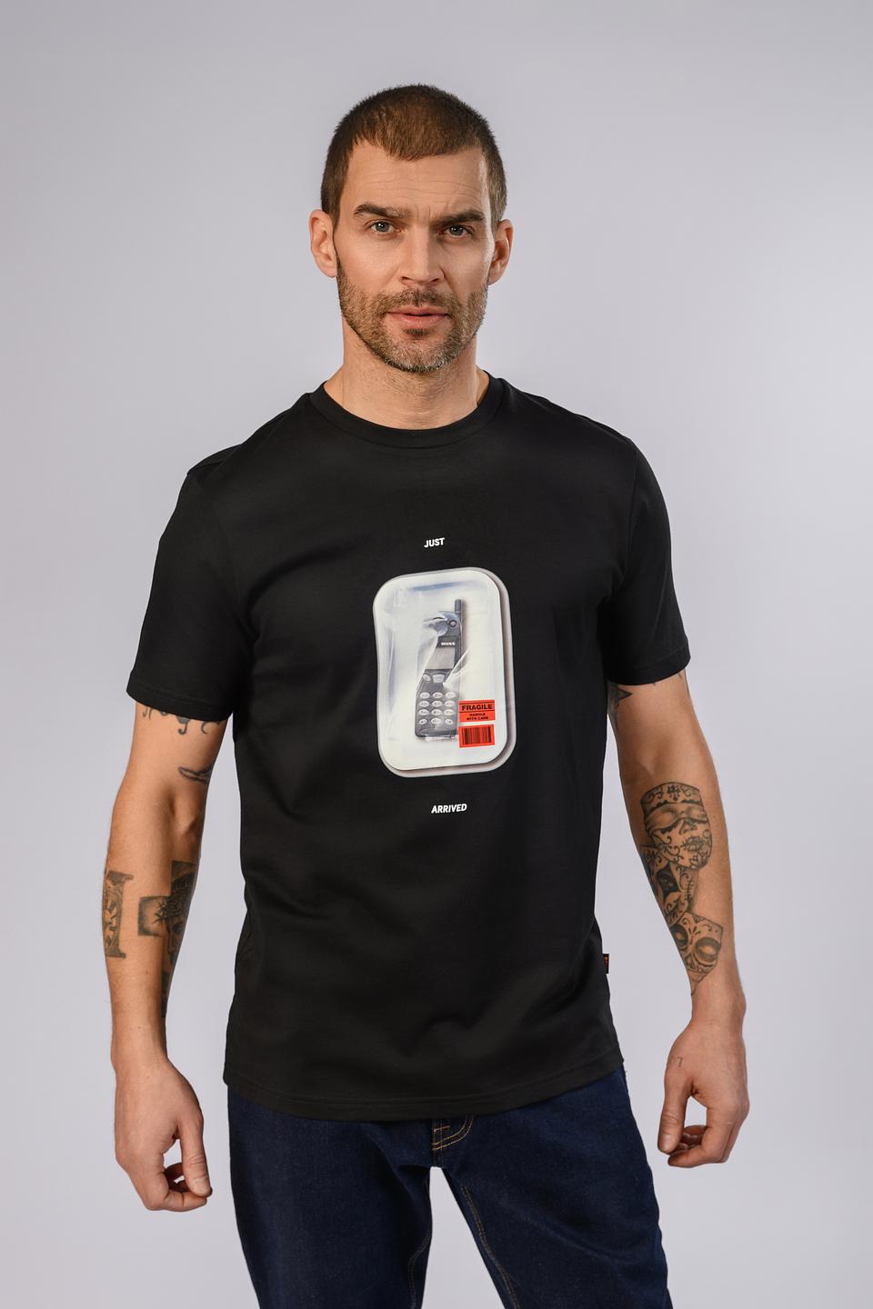 Футболка Boss Orange с принтом чёрная