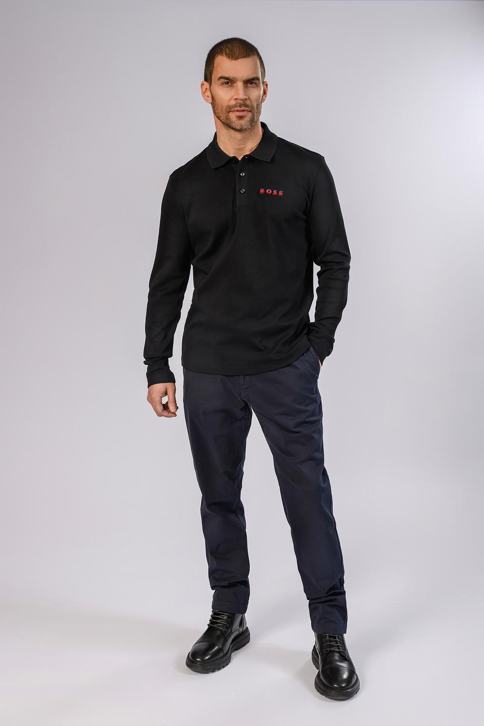 Поло Boss Black с логотипом чёрный