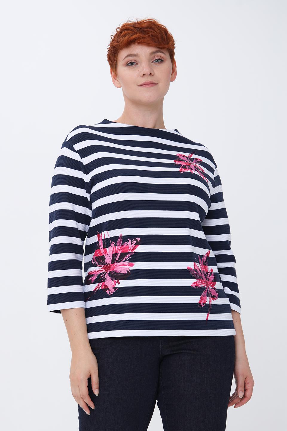 Пуловер Rabe collection в полоску с цветами