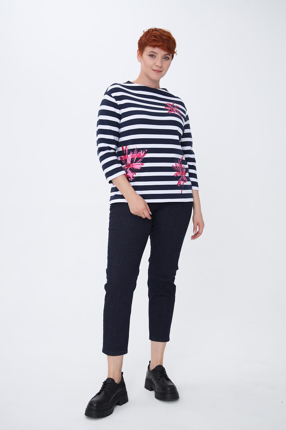 Пуловер Rabe collection в полоску с цветами