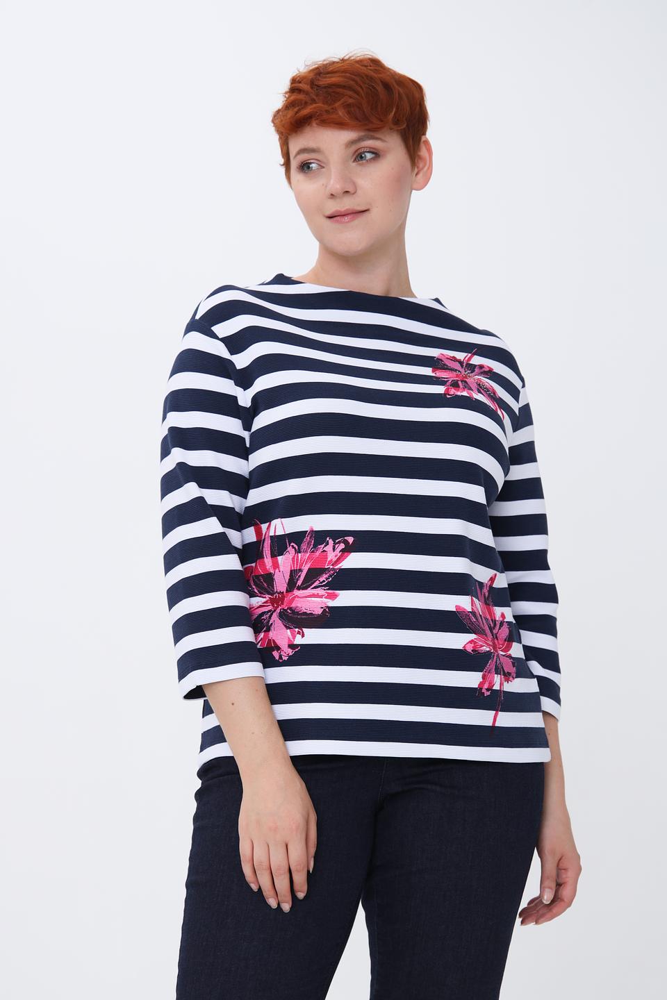 Пуловер Rabe collection в полоску с цветами