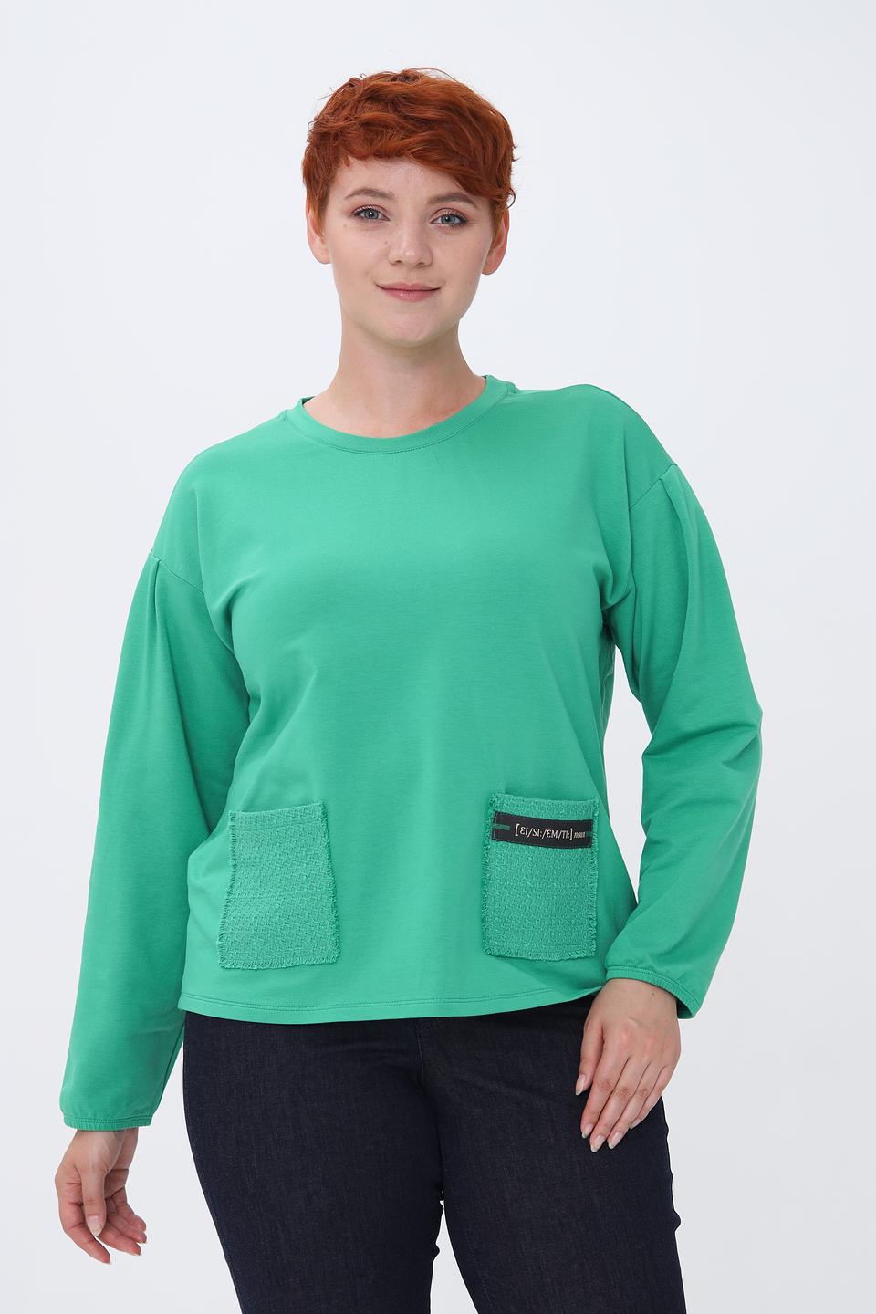 Пуловер Lecomte зелёный с карманом