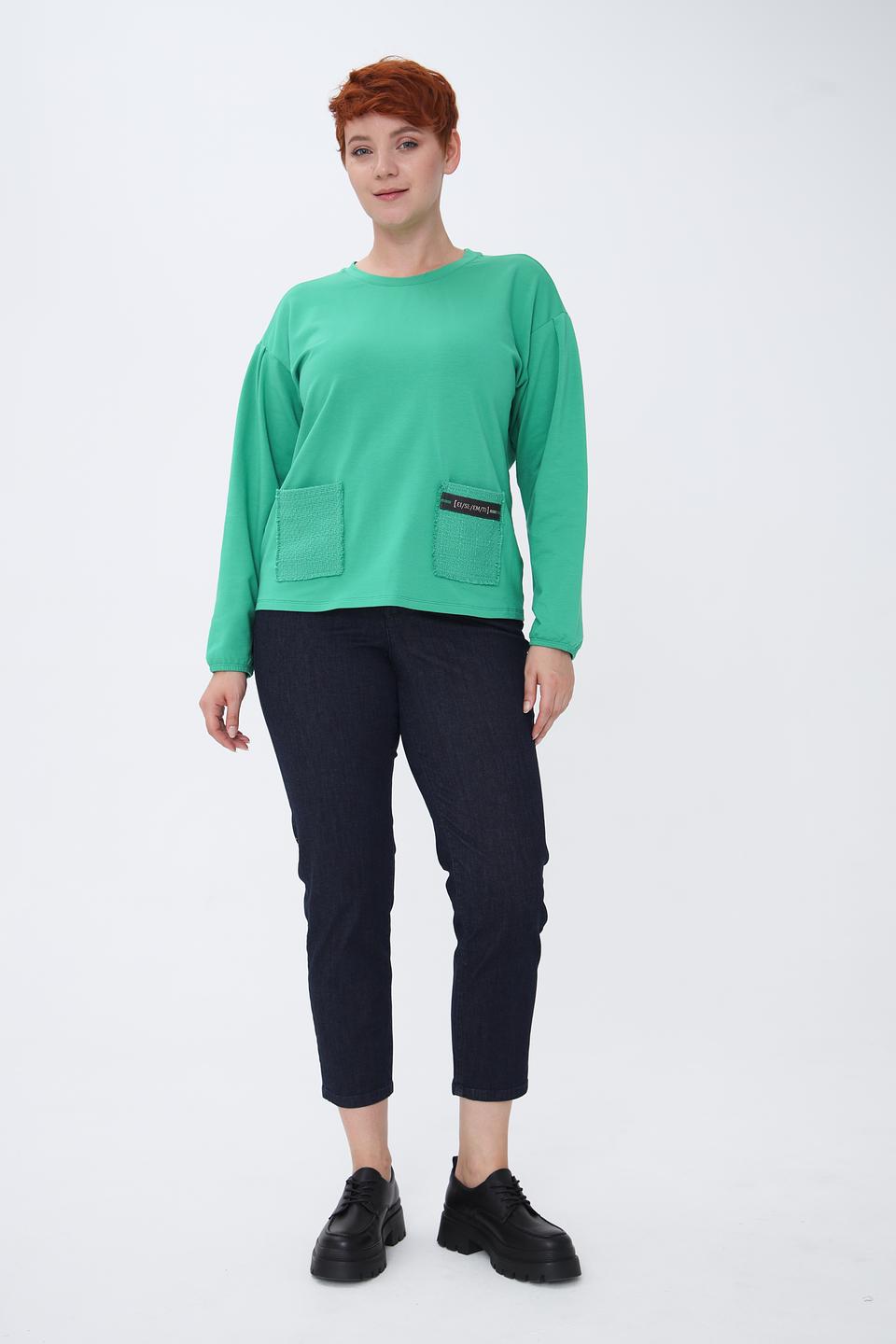 Пуловер Lecomte зелёный с карманом