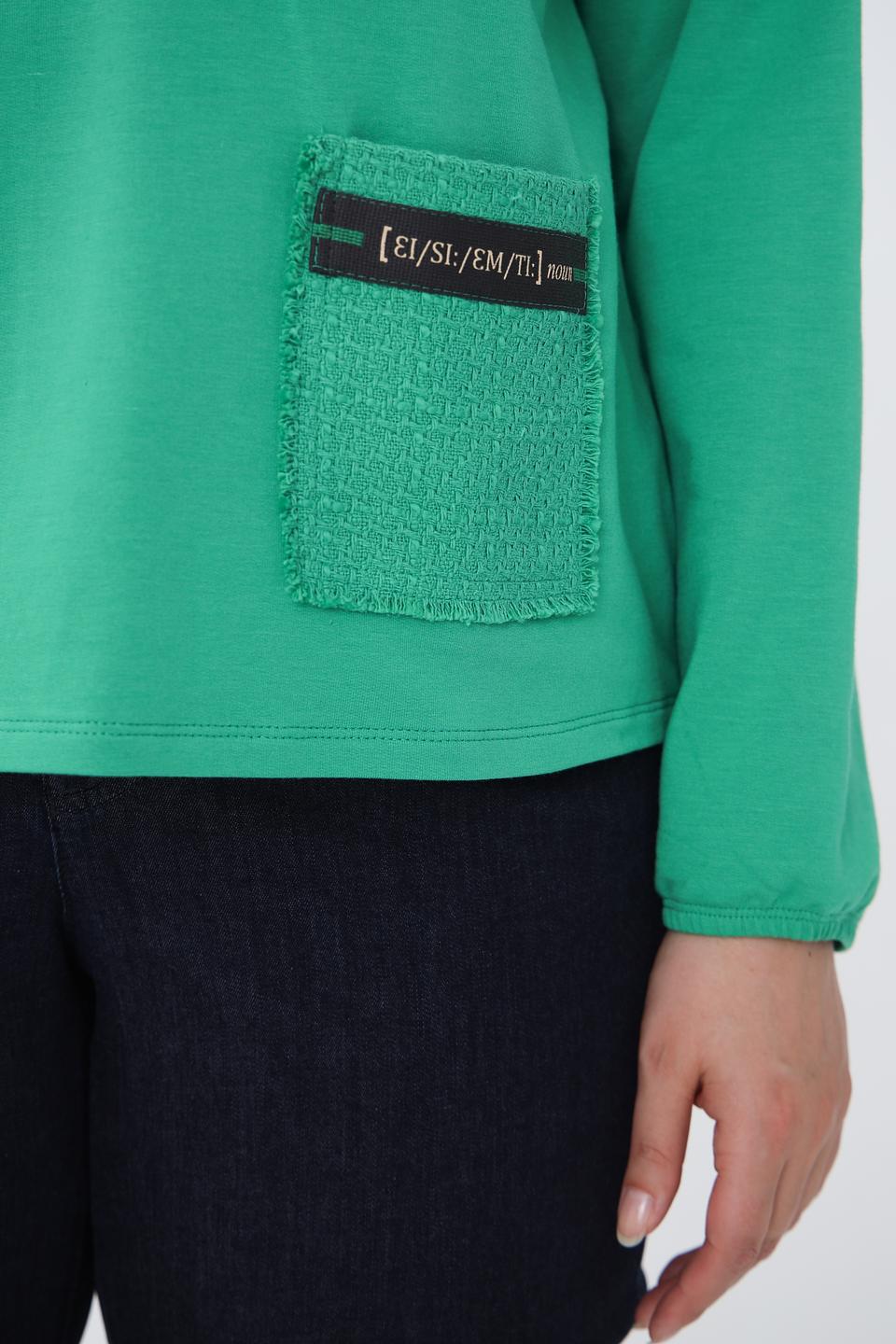 Пуловер Lecomte зелёный с карманом