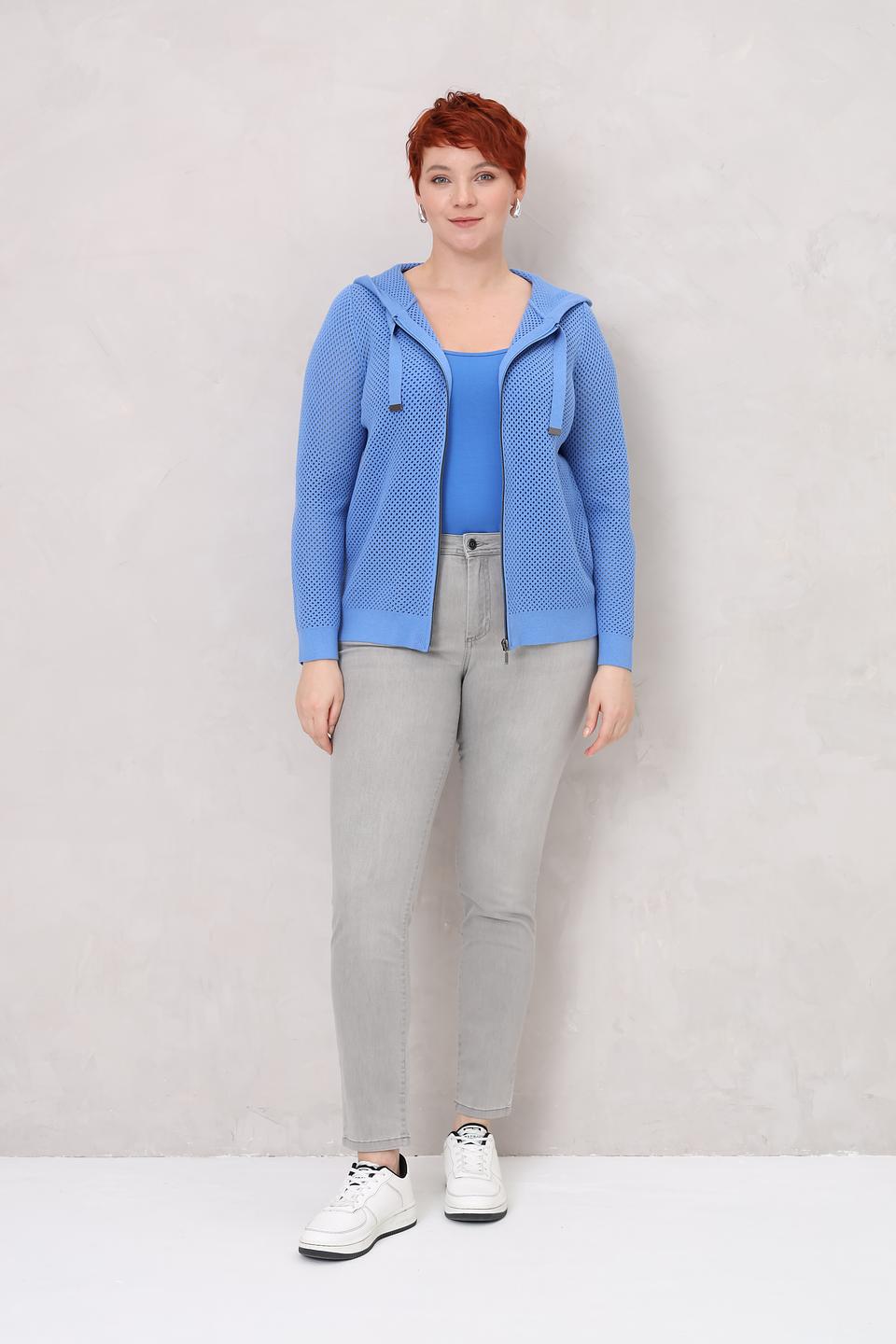Жакет Lebek с ажурной вязкой голубой