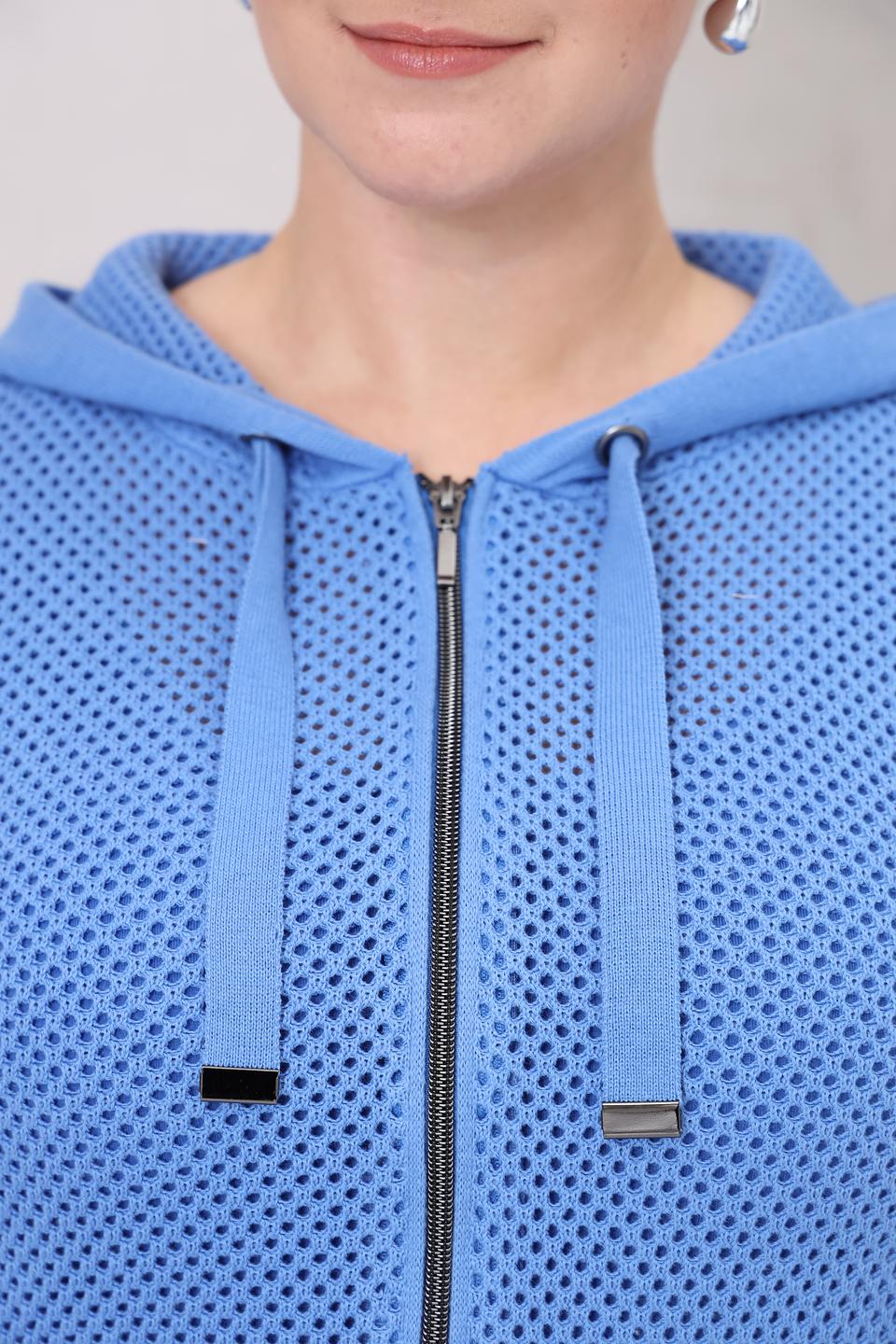 Жакет Lebek с ажурной вязкой голубой