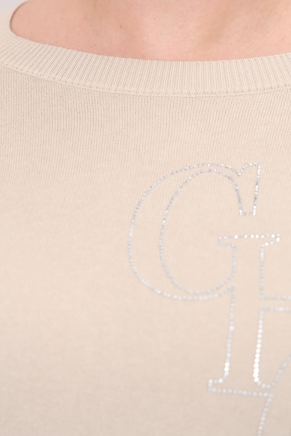 Пуловер Lebek с логотипом бежевый