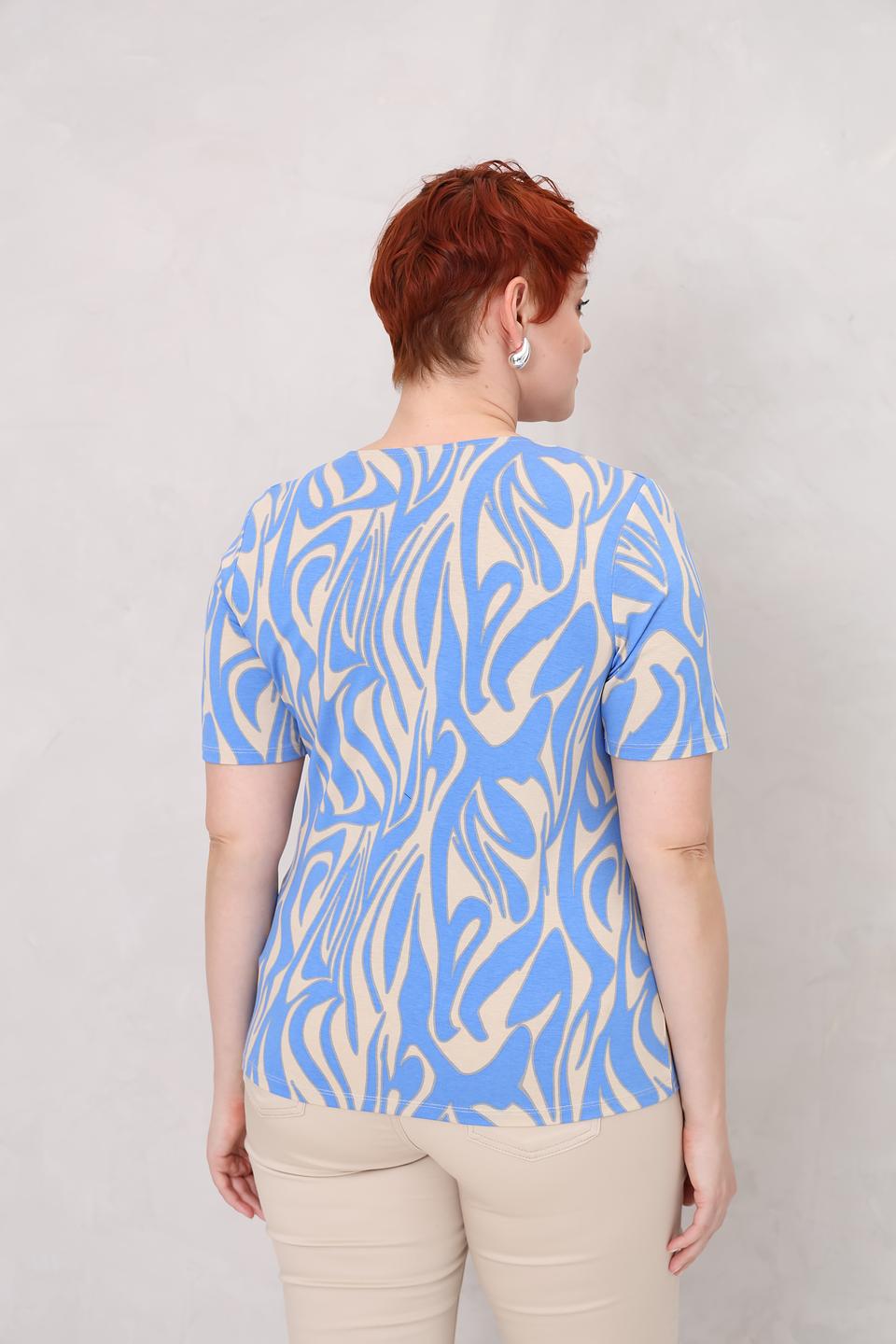 Футболка Barbara Lebek с принтом голубая