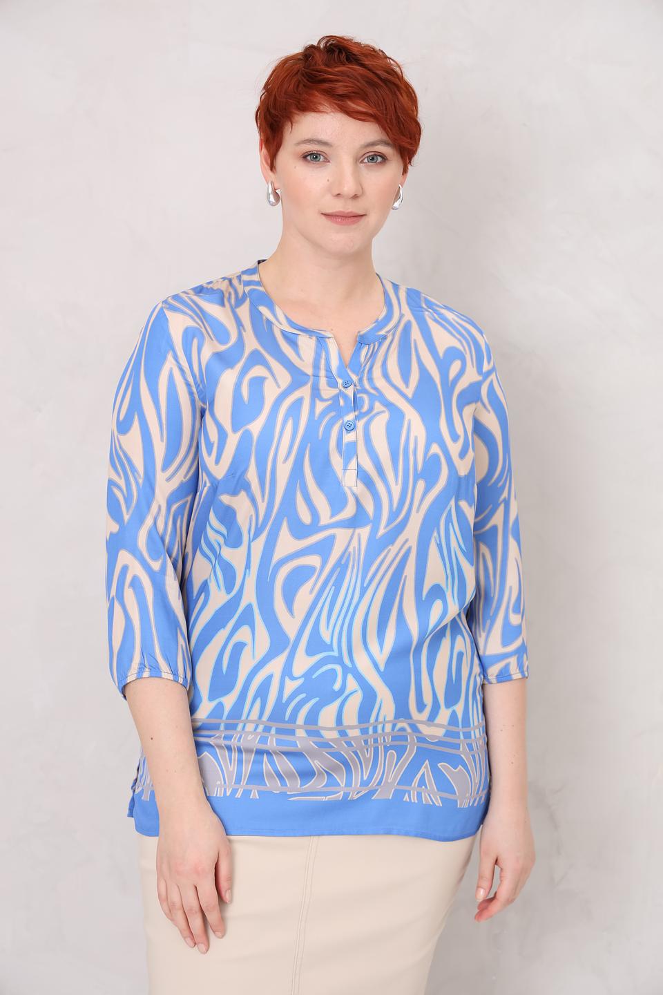 Блуза Lebek с принтом голубой