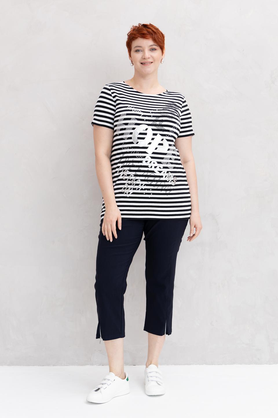 Футболка Doris Streich в полоску чёрная
