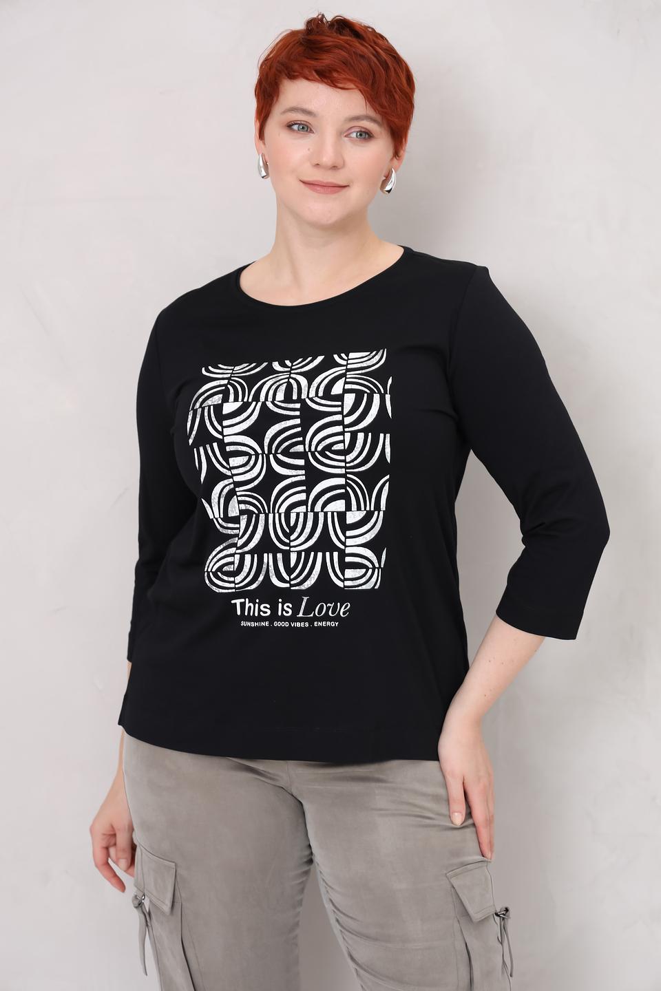 Лонгслив Via Appia с принтом чёрный