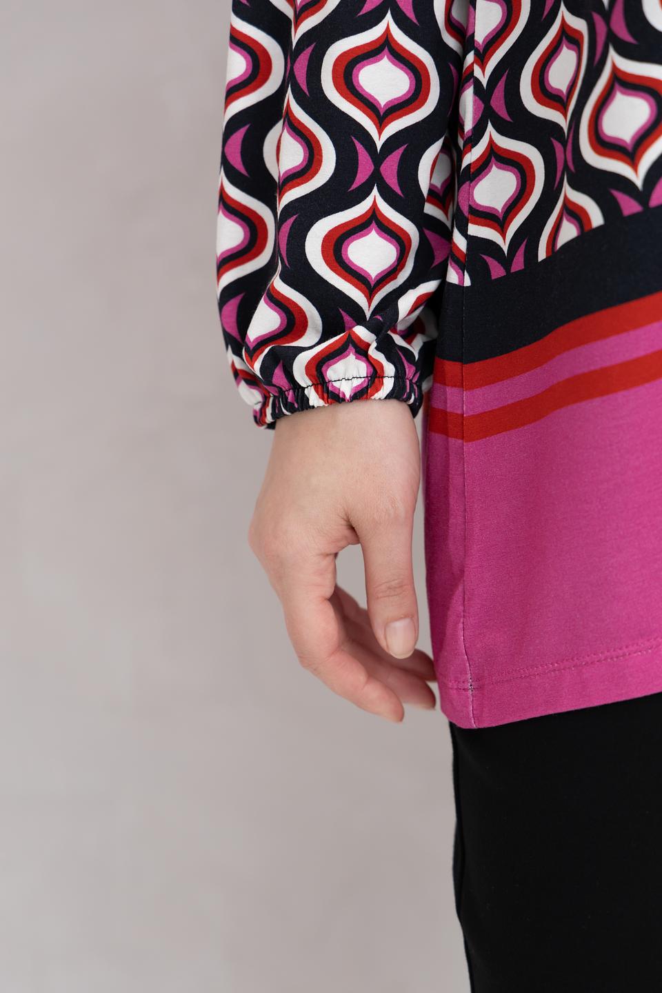 Блуза Frapp разноцветная с геометрическим узором и полосами