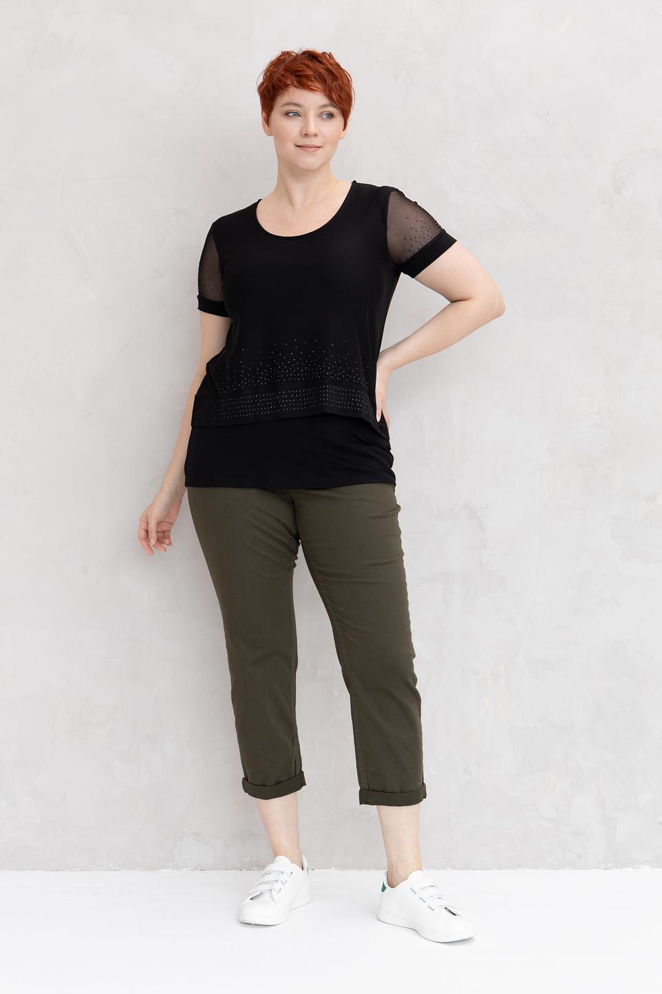 Блуза Doris Streich с вышивкой чёрная