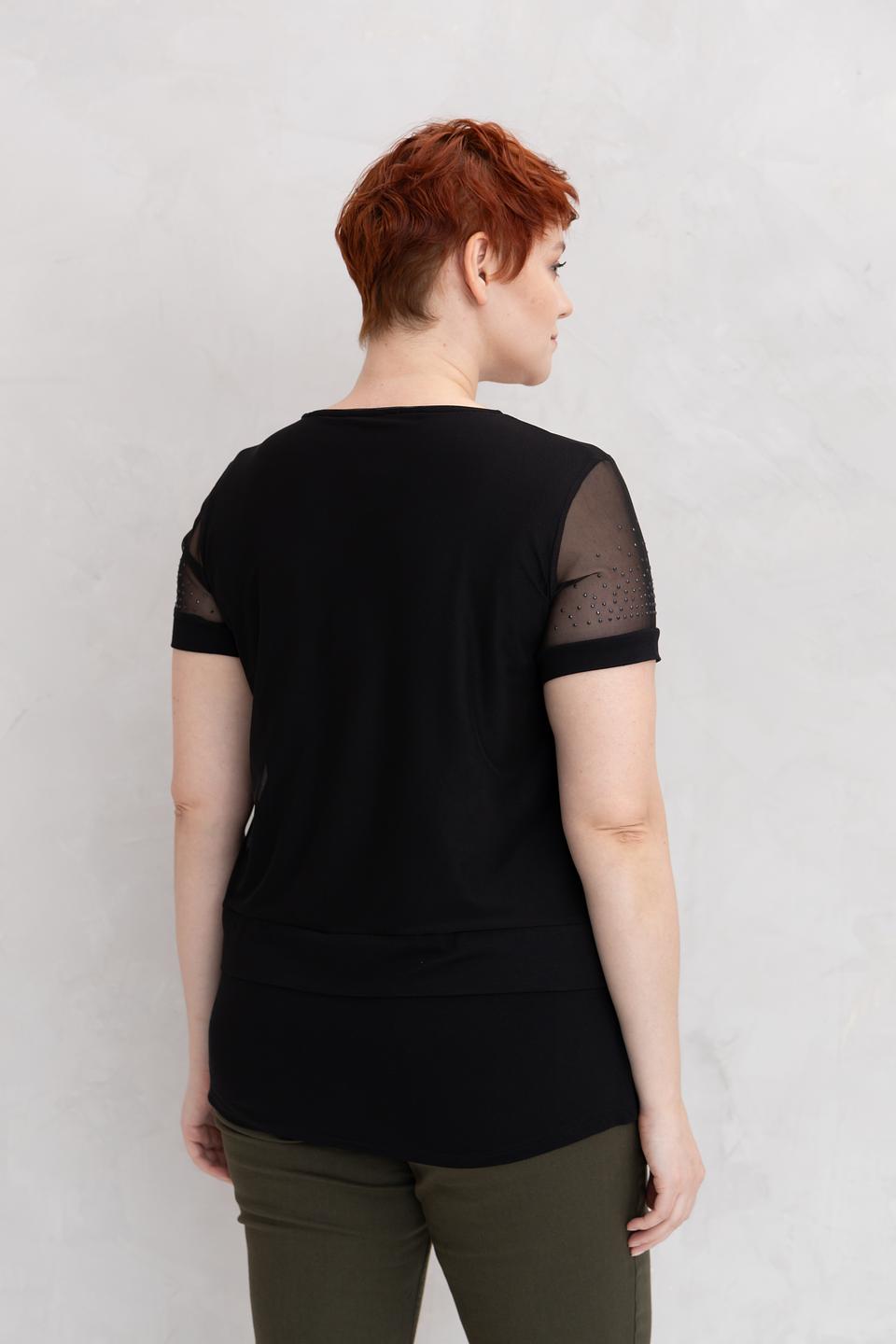 Блуза Doris Streich с вышивкой чёрная