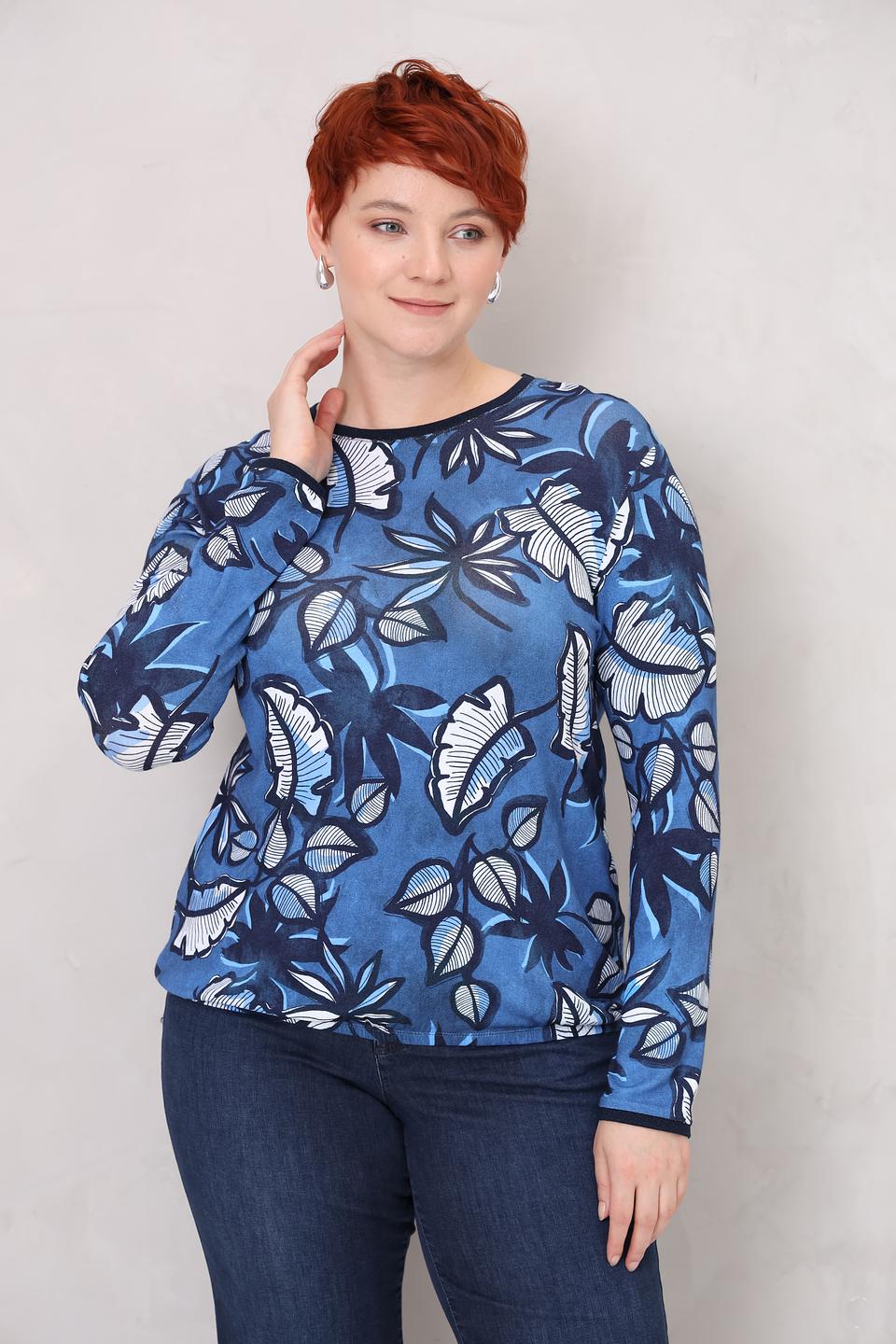 Пуловер Rabe collection с принтом синий