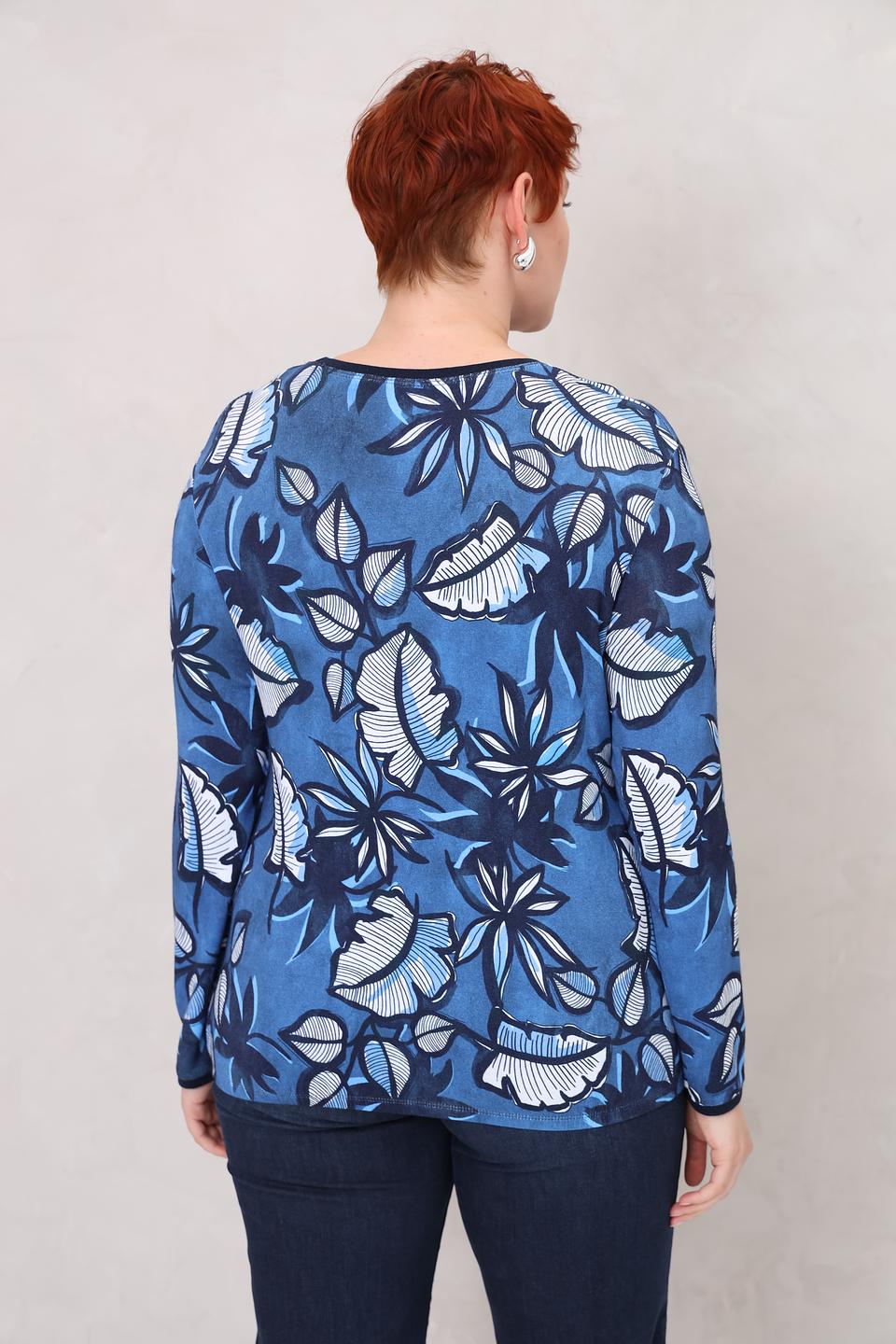 Пуловер Rabe collection с принтом синий