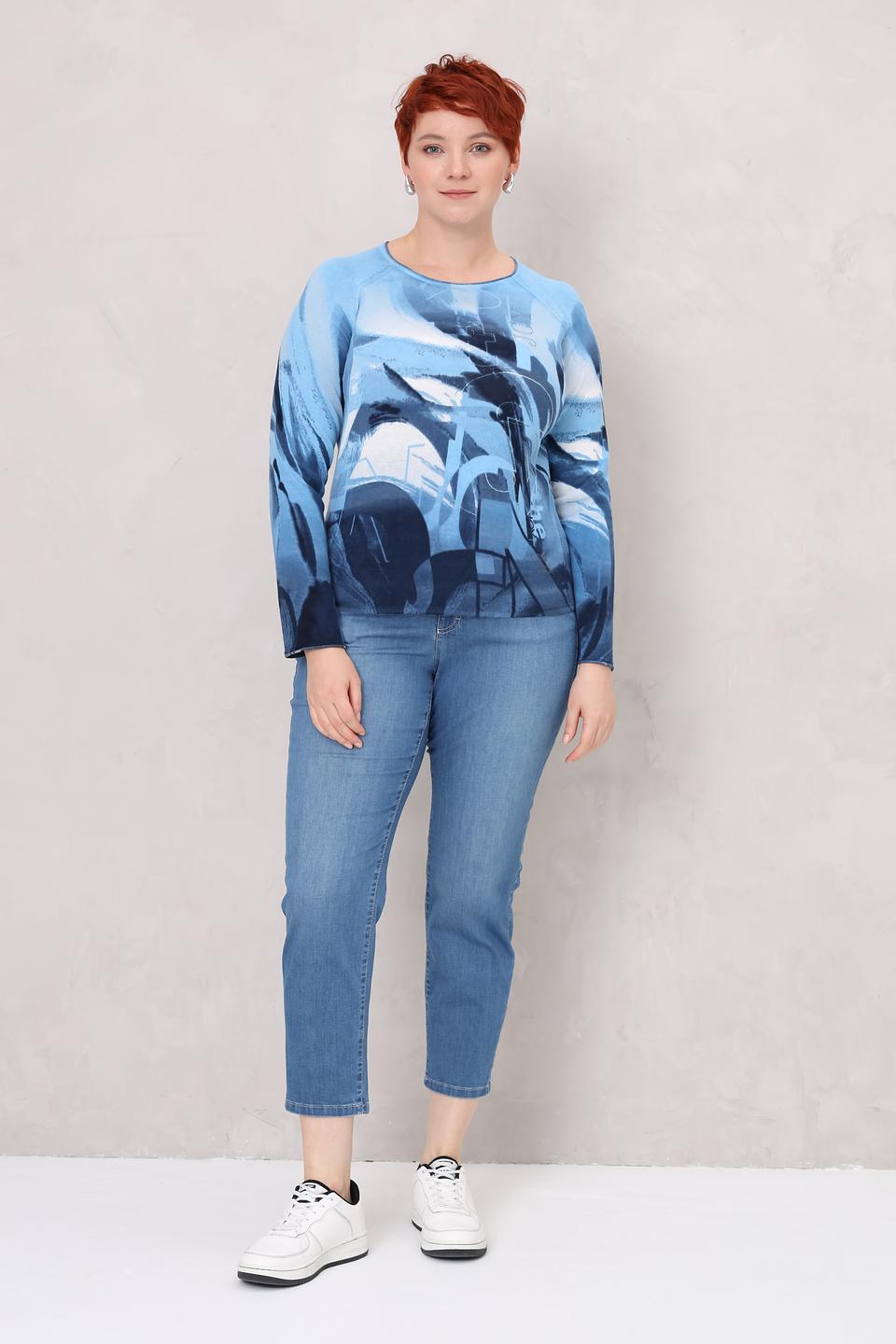 Пуловер Rabe collection с принтом голубой