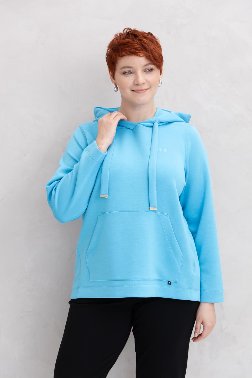 Толстовка Frapp голубая с капюшоном
