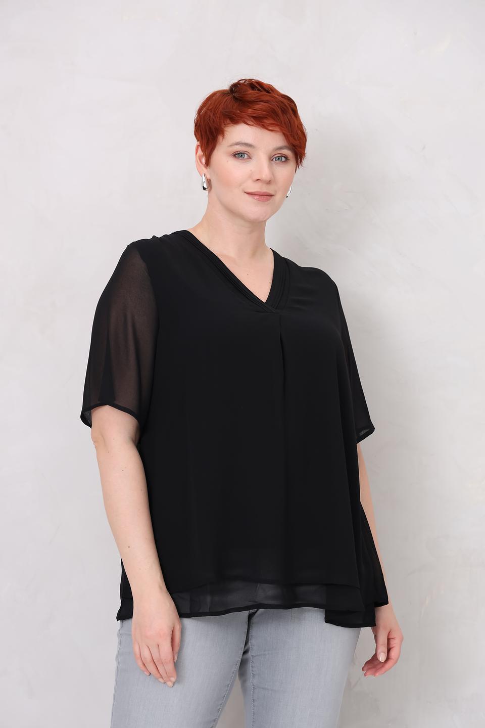 Блуза Frapp чёрная с рукавами-воланами