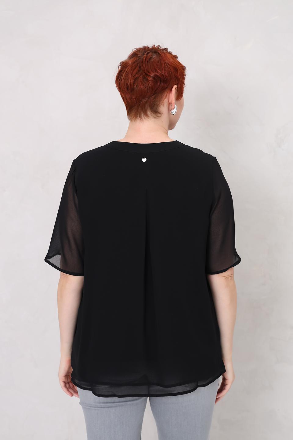 Блуза Frapp чёрная с рукавами-воланами