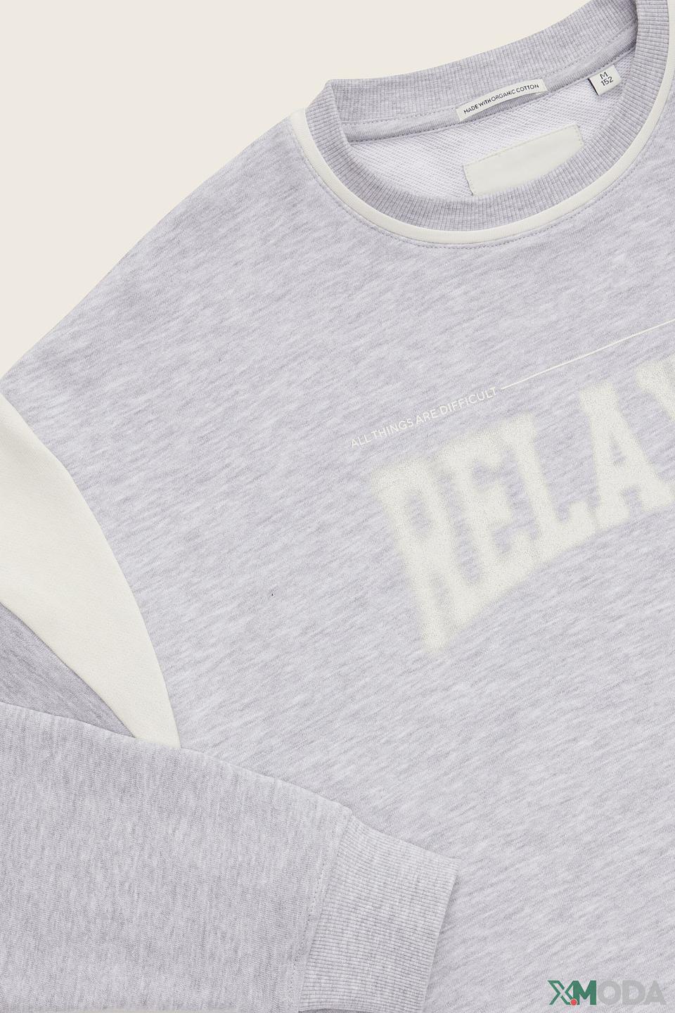 Свитшот Tom Tailor серый с принтом