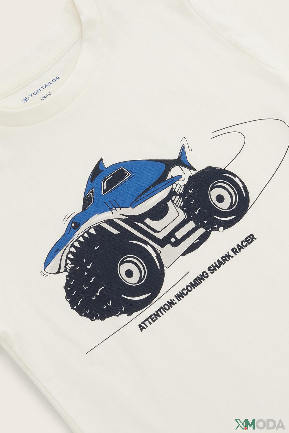 Футболка Tom Tailor с принтом акулы белый