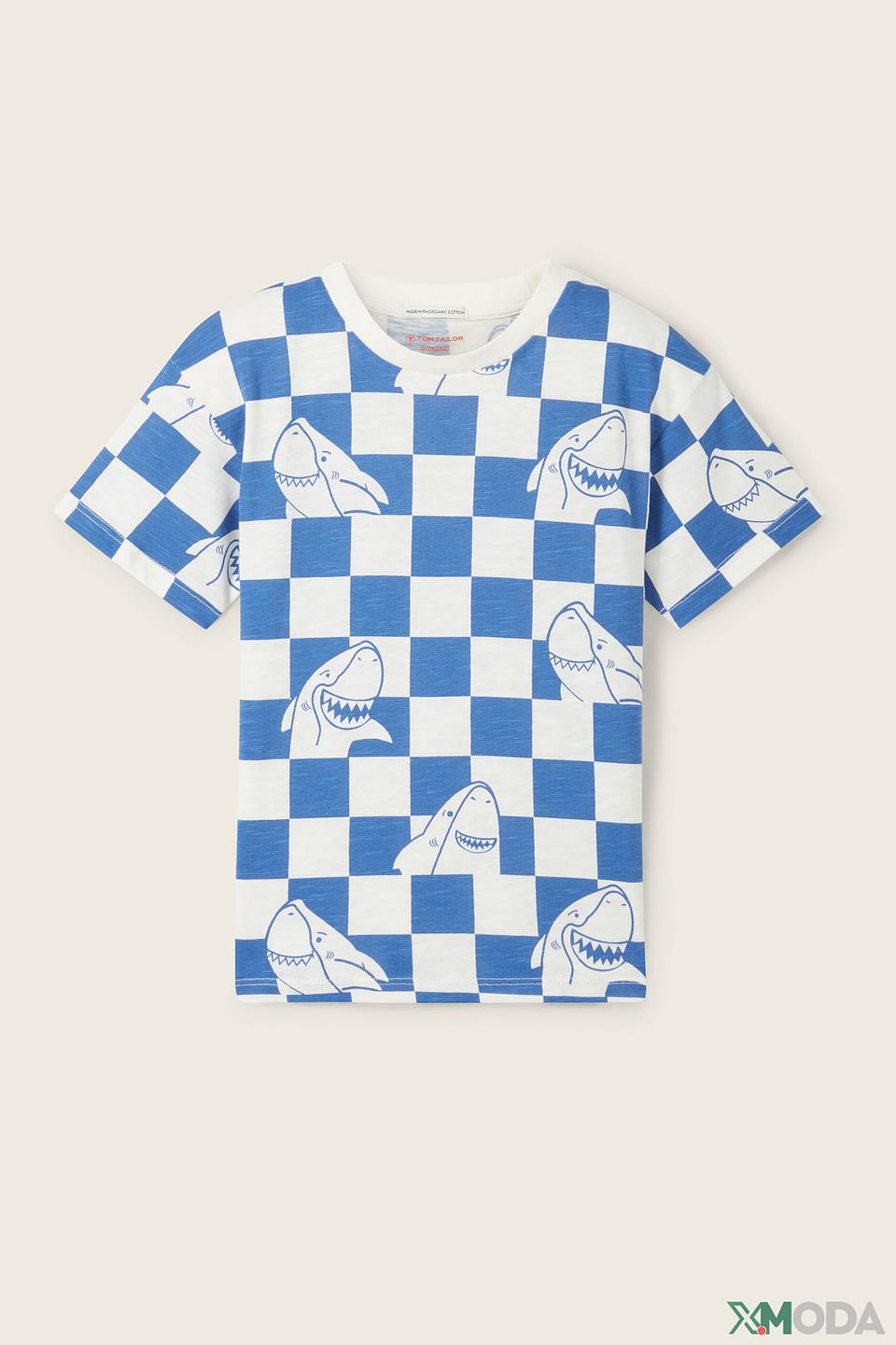 Футболка Tom Tailor клетка с акулами