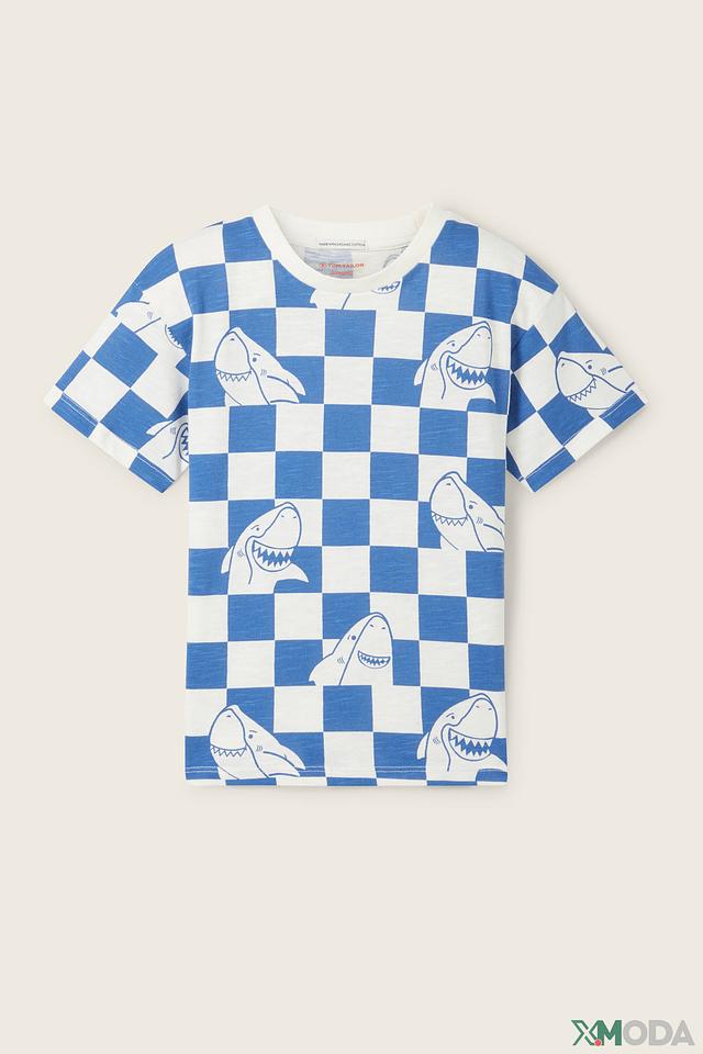 Футболка Tom Tailor клетка с акулами
