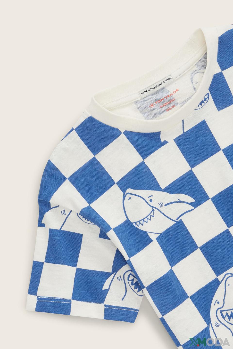 Футболка Tom Tailor клетка с акулами